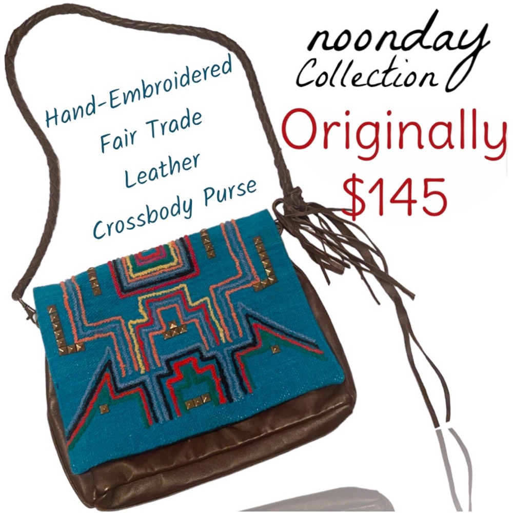 Noonday Collection Hand-Embroidered Crossbody Leather Purse